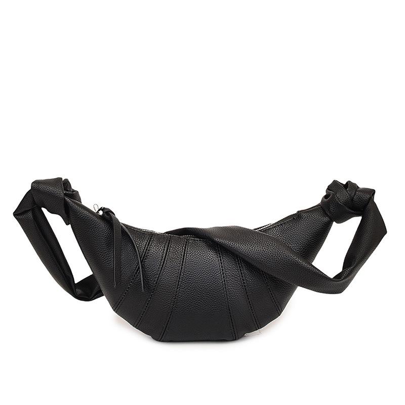 

Сумка-пельмень из коровьей кожи, женская сумка, модная фактурная сумка-круассан, сумка через плечо, поясная сумка чёрный