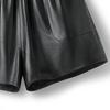 Damen High-Waist Kunstleder Wide-Leg Shorts