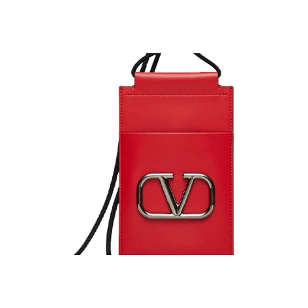 Valentino GARAVANI VLogo Signature Neck Strap Calfskin Phone Case Regular Men's Style Red