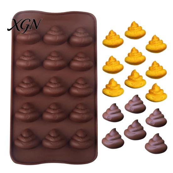 Funny Gag Gift Baking Mold Poop Chocolate Mold, 15 Cavity Silicone Tray, Non-stick Heat Food Grade Candy Tray Resistant Dessert for Fondant Jelly