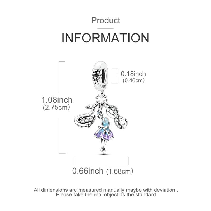 Swan Ballet Dancer Unlimited Pendant Copper Charms Pendant Fit For The Brand'S Diy Bracelet Women Jewelry Gifts