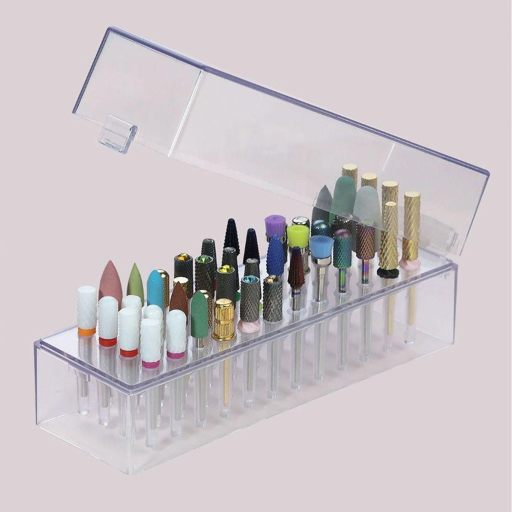 Transparent Nail Drill Bits Storage Box Professional Nail Drill Bits Holder Stand