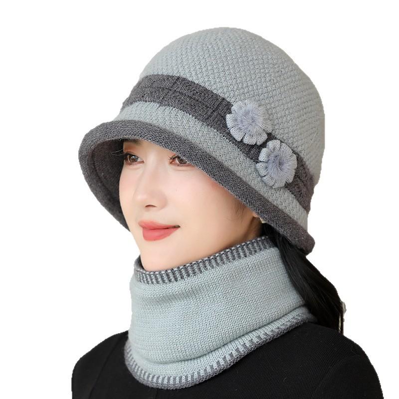 Rabbit Hair Hat Plus Velvet Thickened Warm Mother Knitted Pot Hat Old Lady Cold Proof Cotton Hat