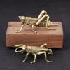 Two Bronze Grasshopper Statues, Lucky Feng Shui Wealth Sculpture Animal Artwork for Home Desk and Office Collection Decoration