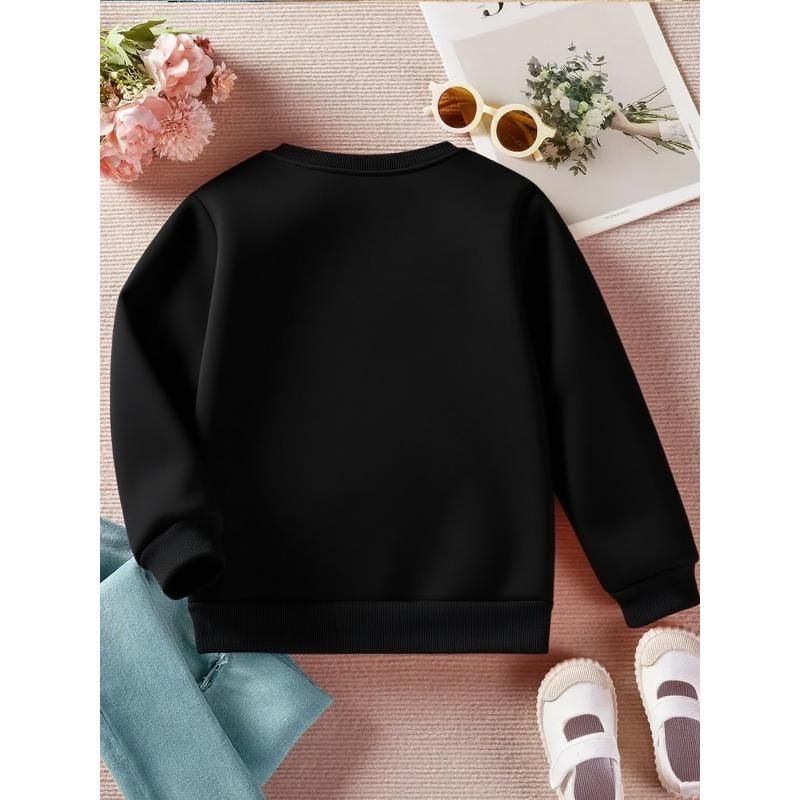 Kids Crewneck Long Sleeve Sweatshirt, Strawberry Text Graphic Print