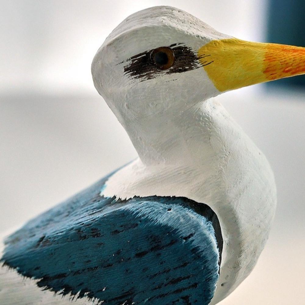 Mediterranean Style Seabird Ornament Vintage Seagull Model Durable Wooden Seagull Craft  Home Decor