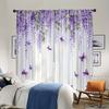 Digital Printed Curtains, Purple Mist Flower Language Pattern, Stylish Window Treatment for Living Room Bedroom Decor