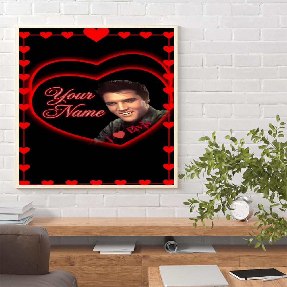 Elvis Presley Customize Text Diamond Painting Round Diamond Mosaic Suitable For Beginners Diamond Painting Rhinestones Gift Frameless