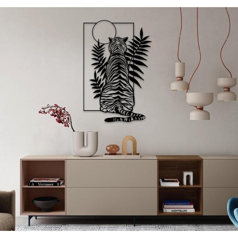 Handmade Iron Leopard Wall Art, Minimalist Safari Home Decor, Metal Sculpture