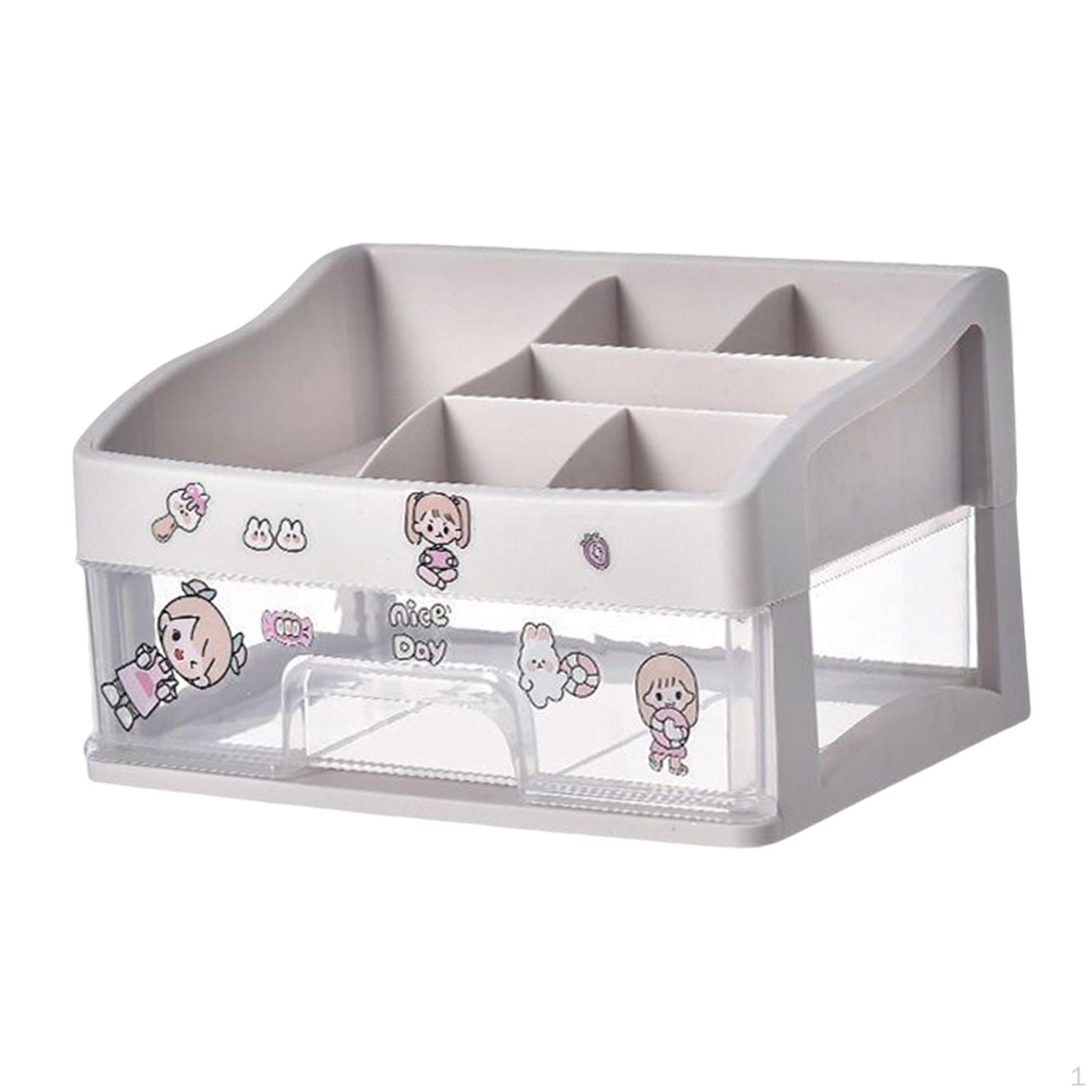 

Makeup Desk Organizer with Drawers Display Case Brush Holder Rack Clear Sundries Storage Box for 2 Layer