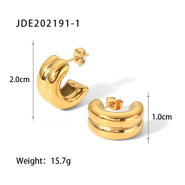 Youthway Stainless Steel Stylish Geometric Double Layer Earrings 18 K Pvd Plated Golden Earrings Fashion Trendy Jewelry Women