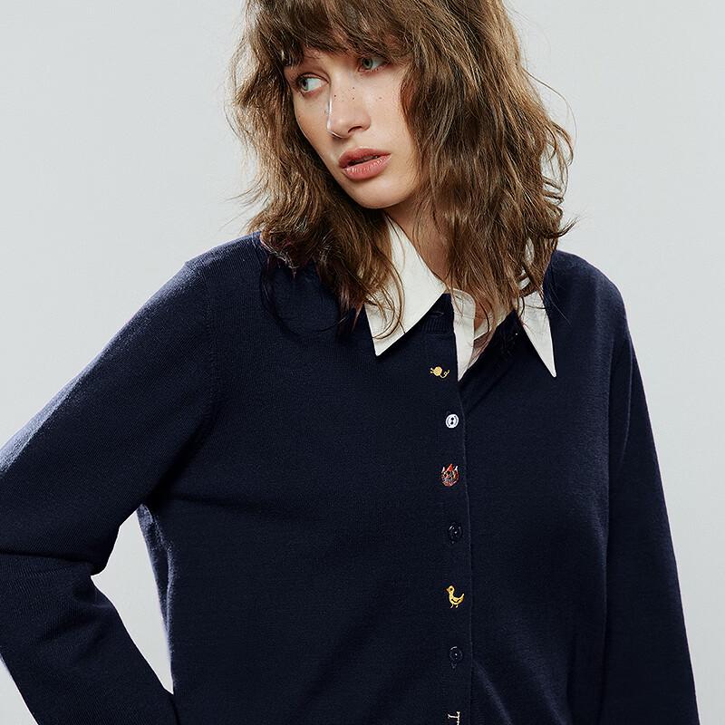 Women's Winter Embroidered Animal Knit Cardigan