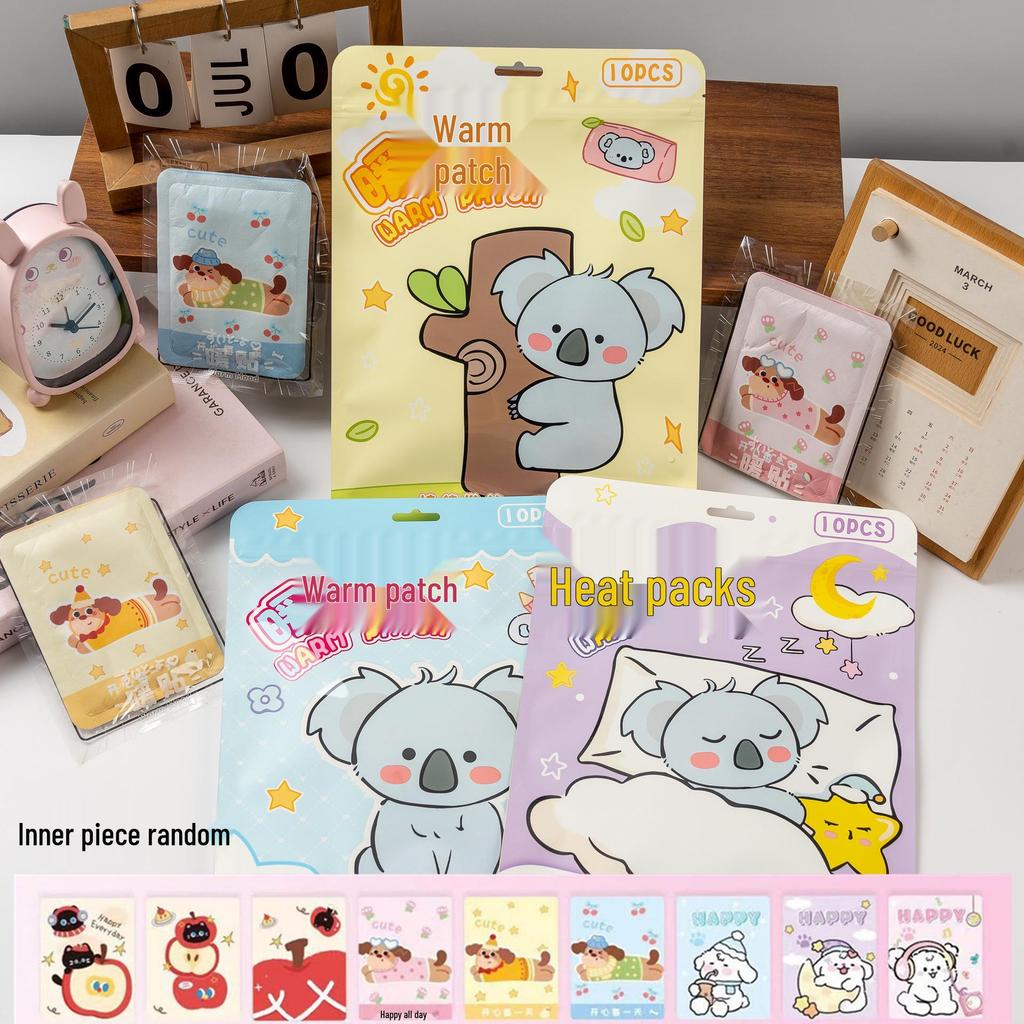 Large Self-Heating Warm Patch for Girls - Cute Cartoon Design for Belly Warmth and Cold Protection