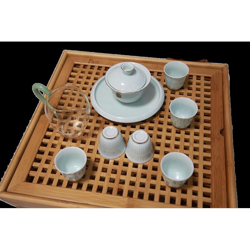 Square Bamboo & Wood Water Storage Kung Fu Tea Tray