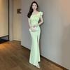 Elegant One-Shoulder Slimming Gown for Massage Therapists