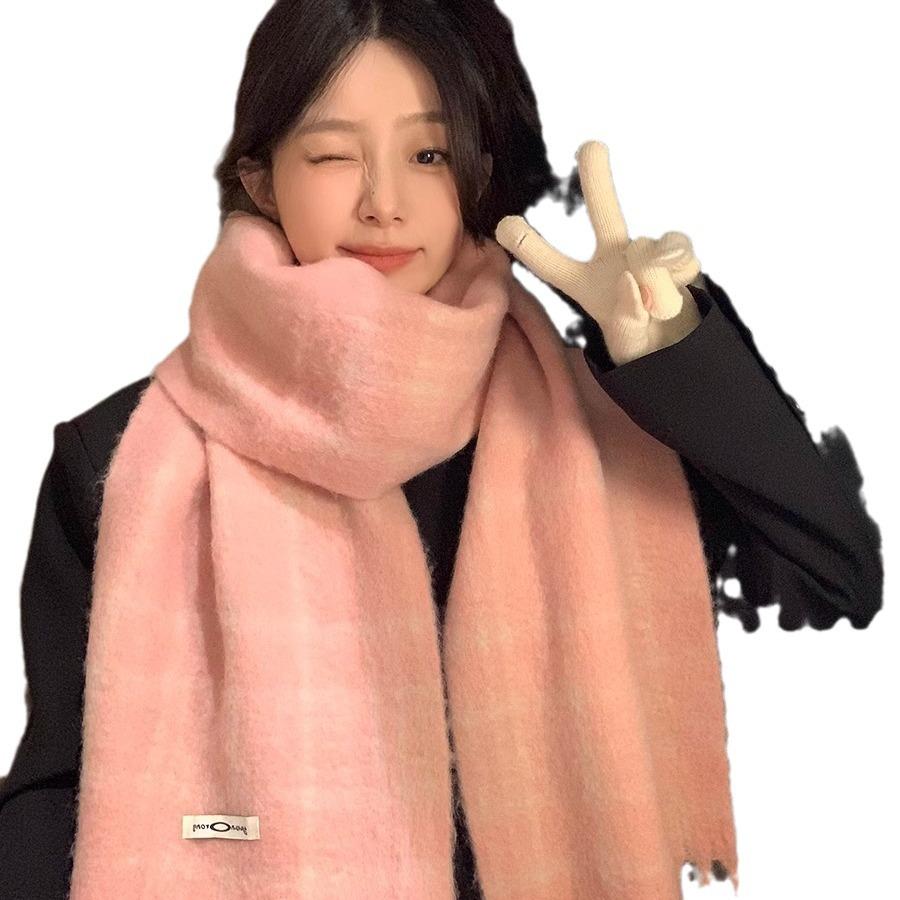 Exquisite Solid color Fringed Plush Scarf A Fashionable and Warm Scarf for Winter Outdoor Cycling and Students' Commuting