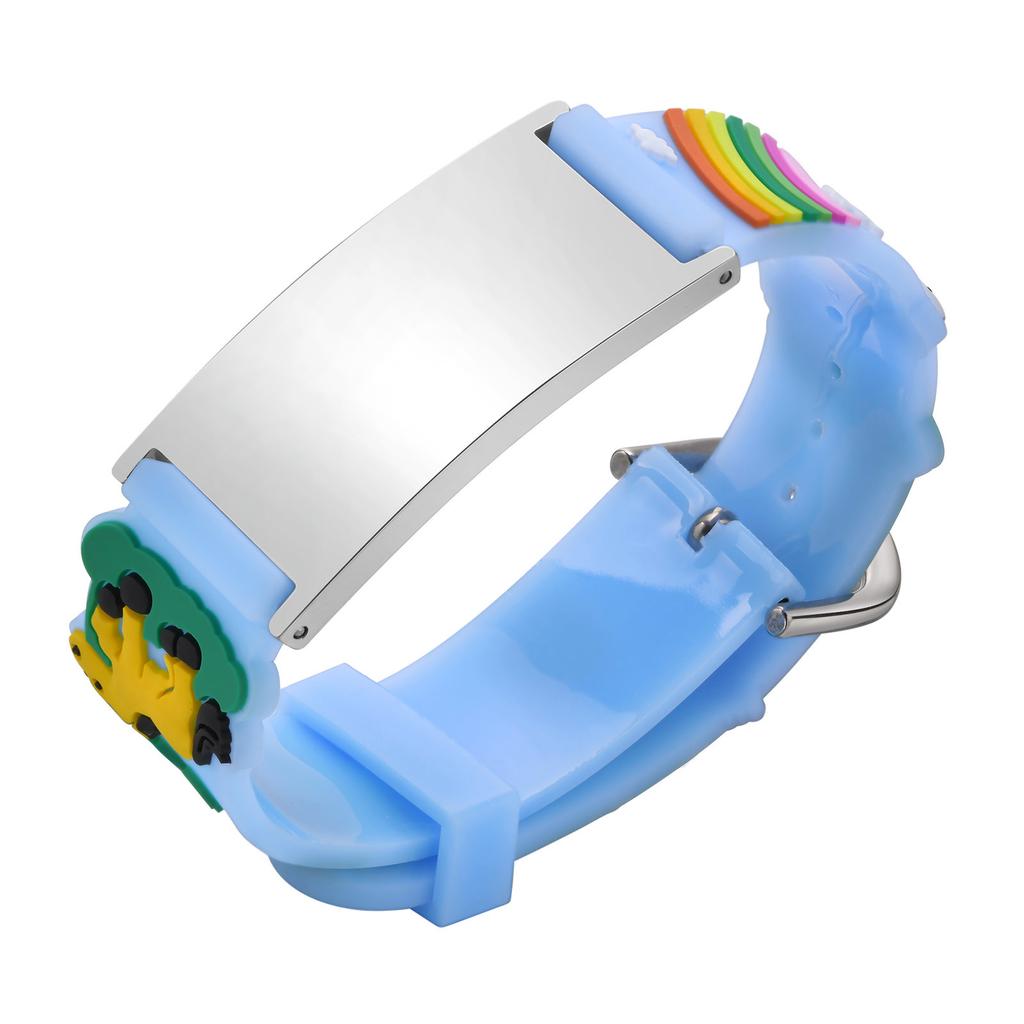 Vnox Free Engraving Medical Bracelets for Boys Girls,Adjustable Colored Cartoon Butterfly Car Silicone Bangle,Emergency Bracelet