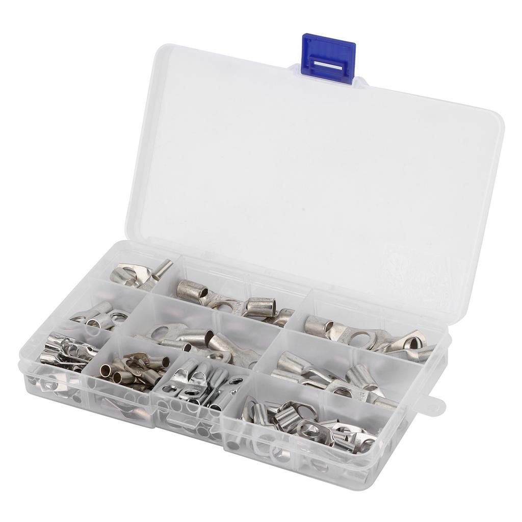 90pcs SC Battery Wire Lugs Tinned Copper Crimp Rings Connectors Eyelets for Auto Car Marine