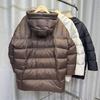 Solid color medium and long hooded down jacket women's autumn and winter new temperament loose warm jacket