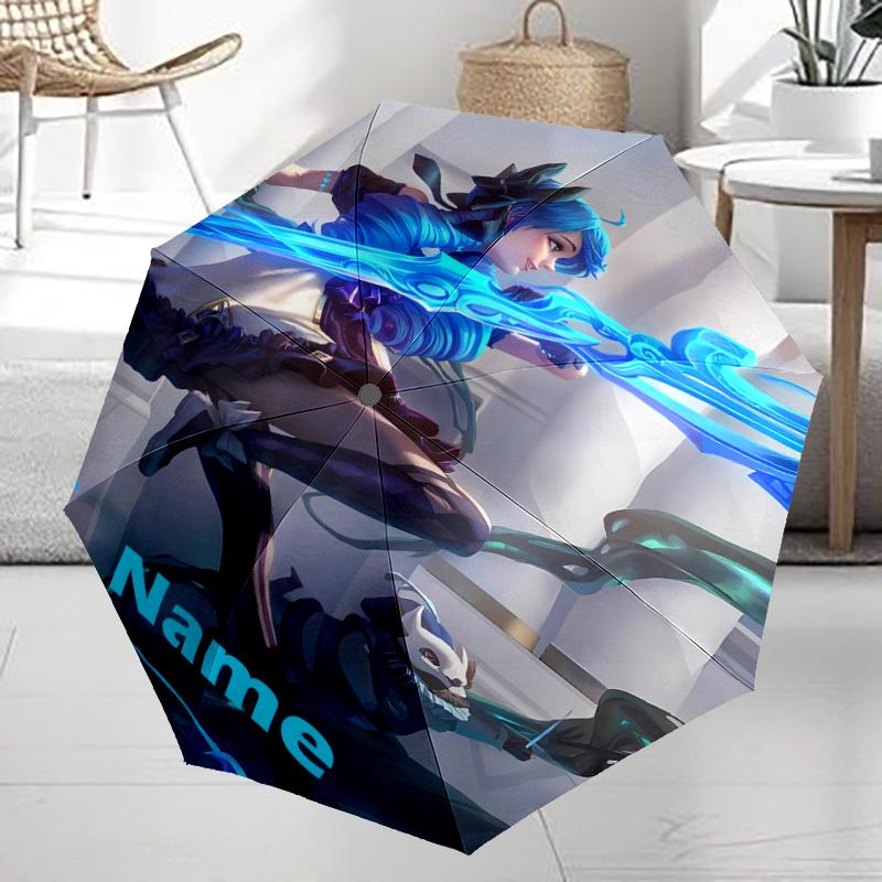 Custom Name League of Legends Theme Automatic Umbrella, Lightweight & Portable, 8 Rib, Perfect for Outdoor Travel, Birthdays, Christmas, Gifts.