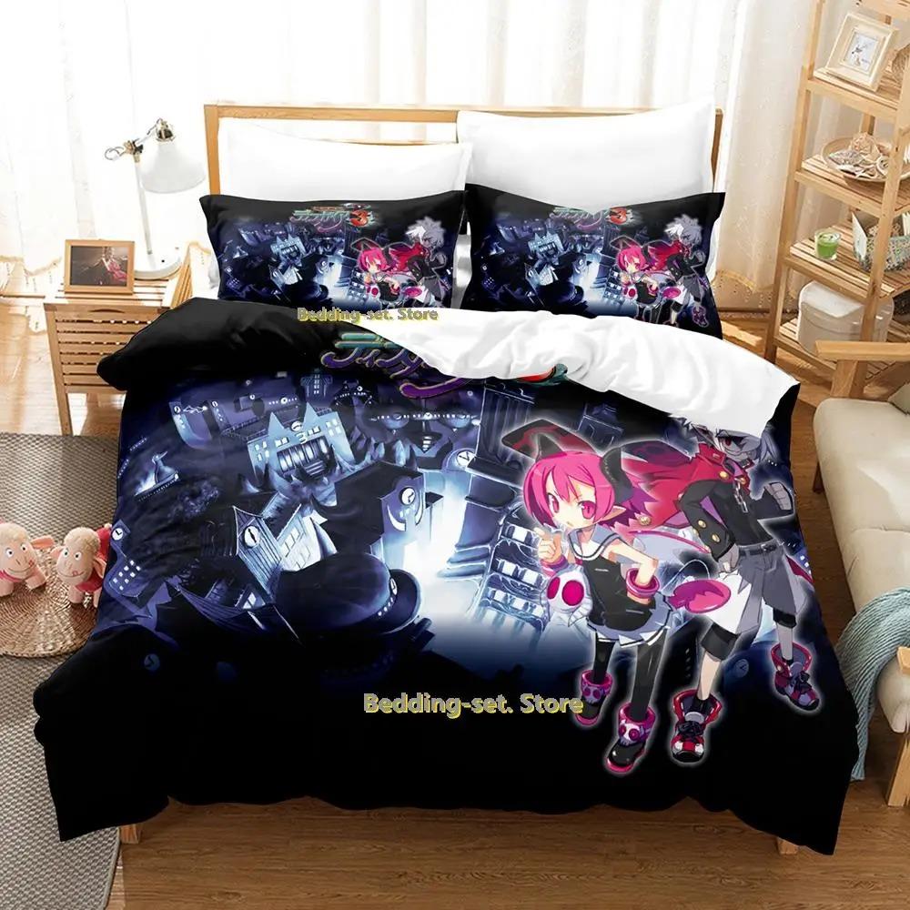 Disgaea 7 Bettwäsche-Set, Einzel-, Zwillings-, Voll-, Queen- und King-Size-Bettset, Schlafzimmer für Erwachsene und Kinder, Bettbezug-Sets, Anime-Bettdecken-Set