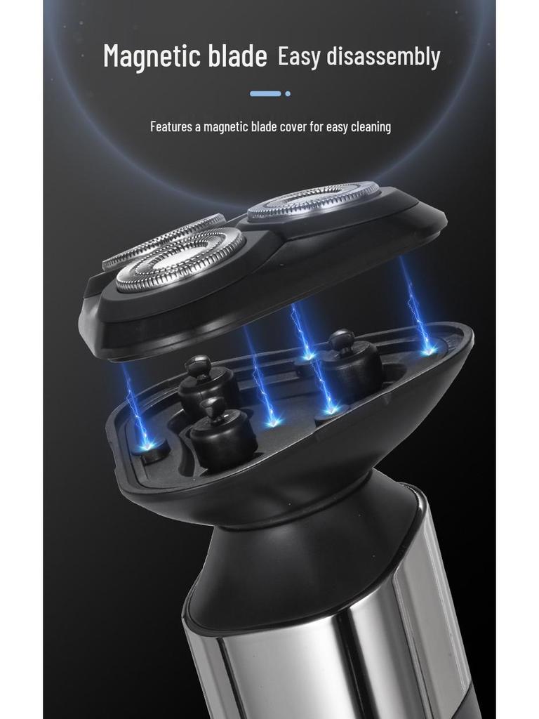 Men's 3-in-1 Electric Shaver with Digital Display, Water-Washable 3D Floating Cutter for Beard