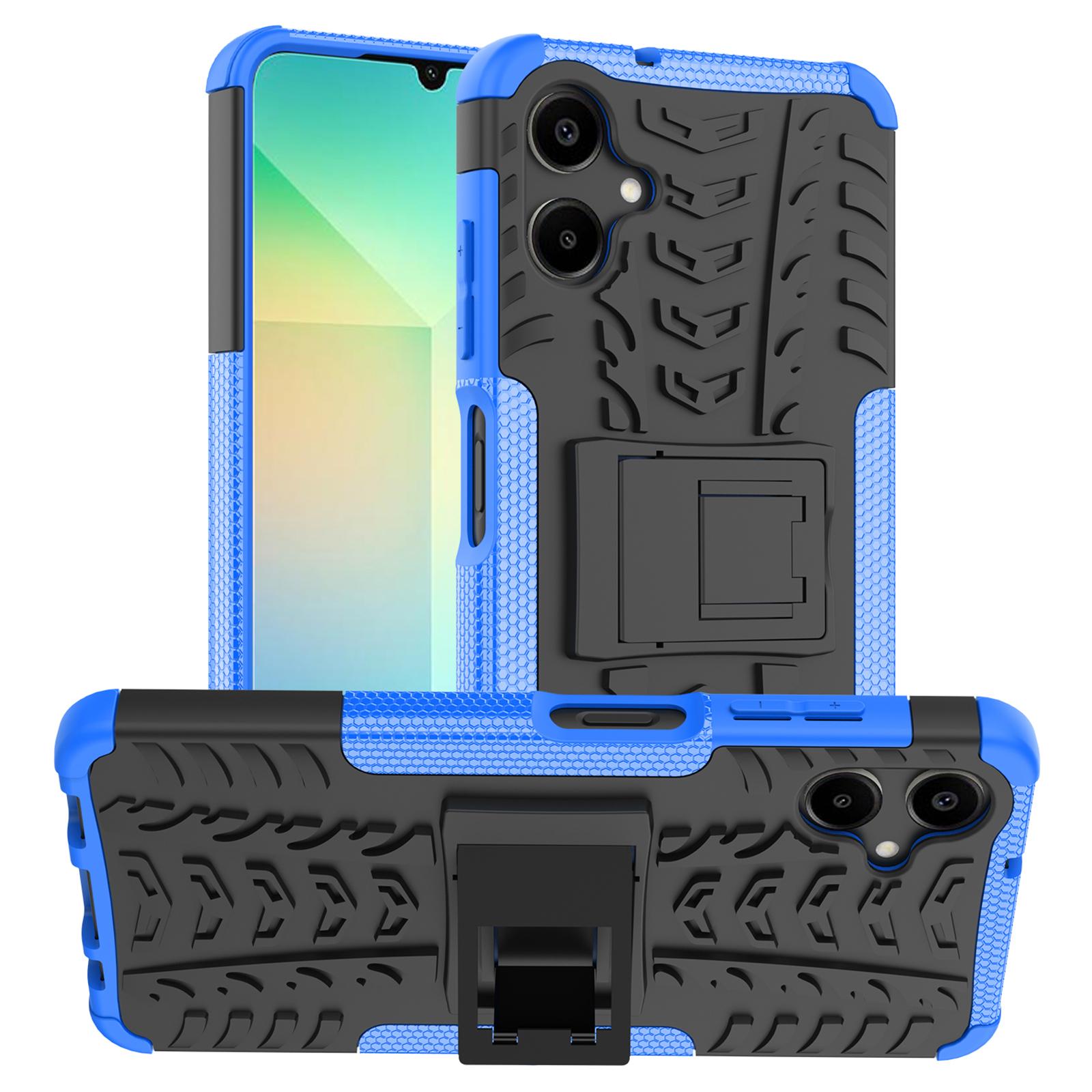 

For Samsung Galaxy A06 4G Case PC+TPU Tyre Pattern Slim Phone Cover with Kickstand B