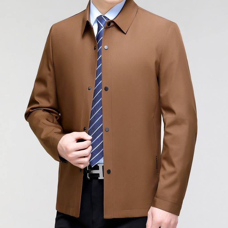 Middle-aged Men's Dad's Autumn Business Casual Jacket Simple Solid Color Thin Lapel Jacket Spring and Autumn Top