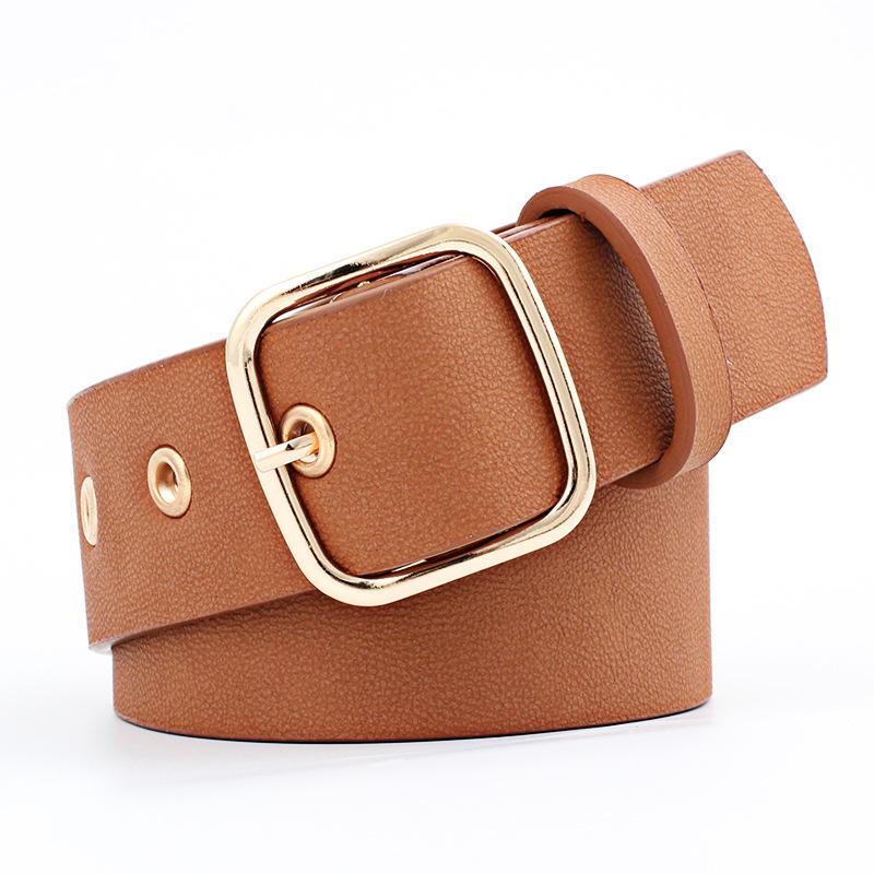 Classic Gold Square Buckle Women'S Trench Coat Wide Belt Gas Eye Decorative Belt Women