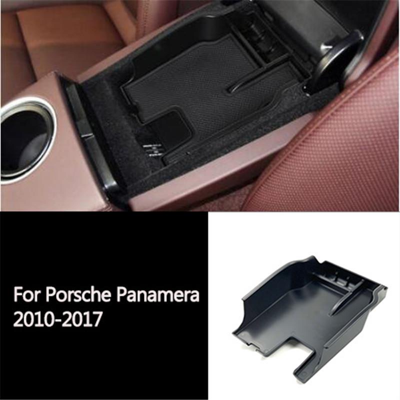 1PC Car Central Armrest Storage Box For Porsche Panamera 2010-2017 Console Arm Rest Glove Tray Holder Case Container Car Styling