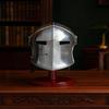 Silver Barbuda Helmet Medieval Knight Role Play Helmet With Stand Liner And Chin Strap Gift Halloween