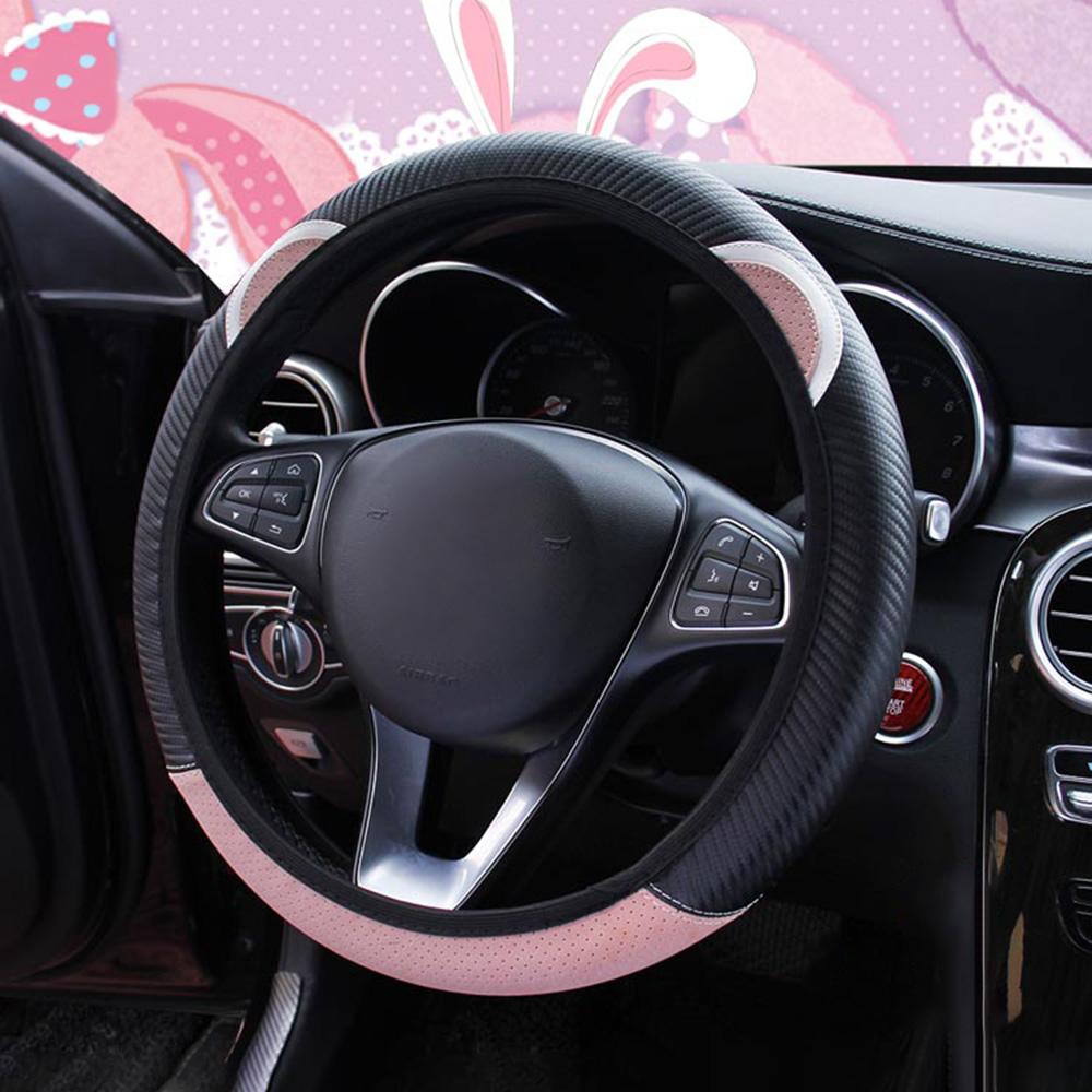 

Для диаметра 37-38 см милый автомобильный чехол на руль Kawaii розовые уши украшения интерьера автомобиля аксессуары для девочек black pink