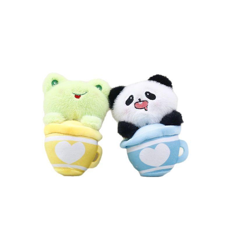 Shaped Animal Plush Keychain Soft Teacup Design Durable Stuffed Toy Gift For