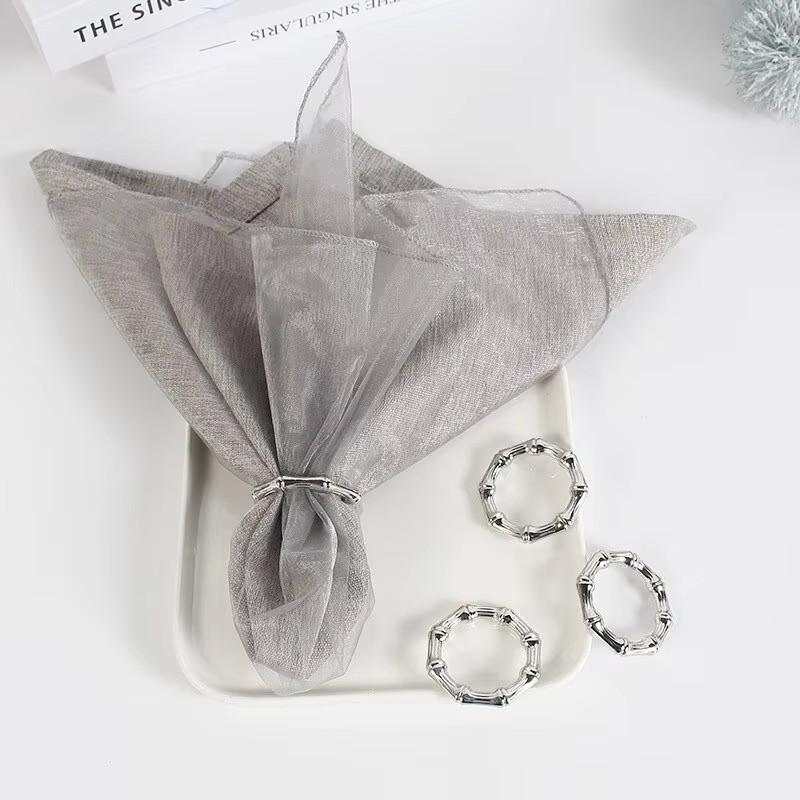 4 Pcs Gold Silver Napkin Holder Table Bamboo Joint Napkin Ring Kitchen Party Supplies Banquet Dinner Serviette Holder