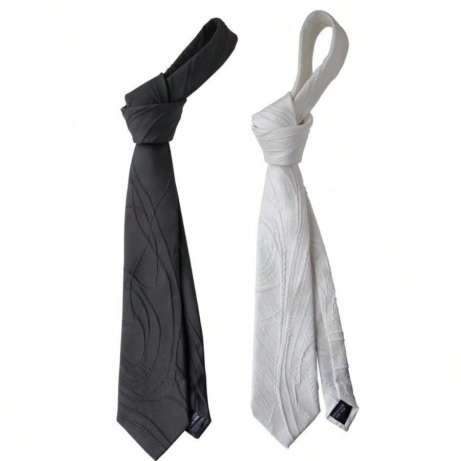 Three-dimensional craft tie black white retro versatile luxury high-end suit shirt accessories women and men young trend