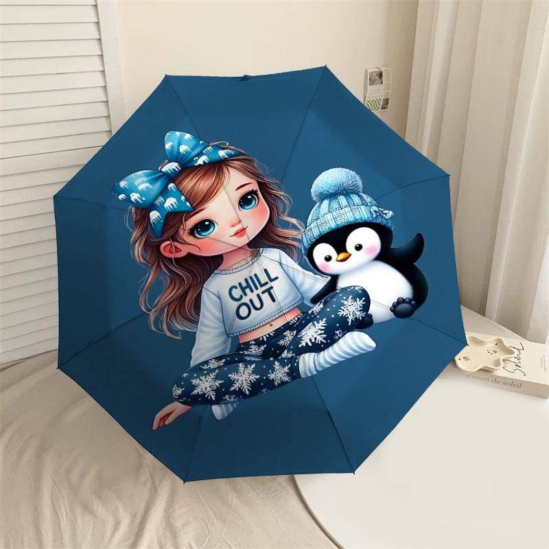 

1pc snowflake pajamas Automatic Open/Close Umbrella Compact Folding Umbrella with 8-Rib Shaft for Women/Men, Elegant Birthday1285S