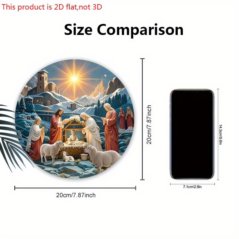 Semn de Crăciun din Lemn Nașterea Domnului - Ornamente Unice cu Figurine cu Model Isus - Ideal pentru Ușa din Față, Curte, Pridvor, Decor Cameră