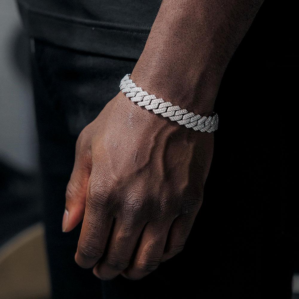 Hip Hop Shining Fashion Style 12MM Wide Buckle Diamond Cuban Necklace Bracelet Set with 5A Zircon Exquisite Jewelry