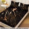 3PC Microfiber Satin Fitted Bed Sheet with 2 Pillowcase Anti-slip Printed Stretch Black Fitted Sheet 90x190 180x200 200x220