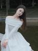 Women's White One-Shoulder Knit Dress, A-Line Long Sleeve, Pure Desire Style for Autumn 2026