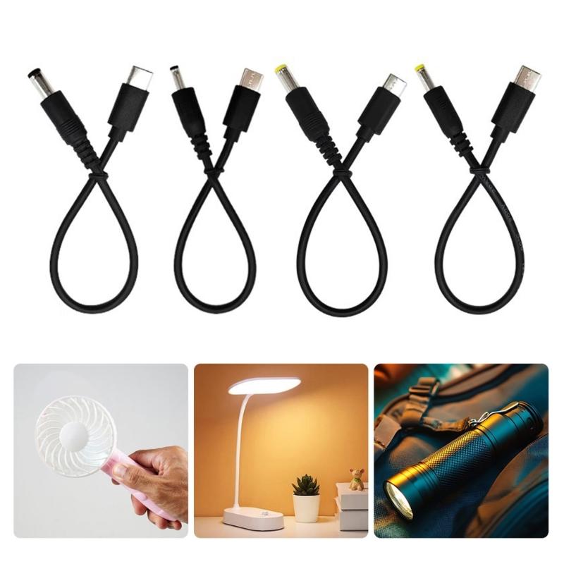 DC5V Male To Type C Male Charging Cable for Phone Tablet Speaker Headphones 4 Connector Size Supports Up To 36W Power