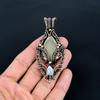 Pyrite & Moonstone Pendant, 999 Copper Wire Wrapped Gemstone Jewelry, Handmade Tree Of Life Pendant, For Thanksgiving