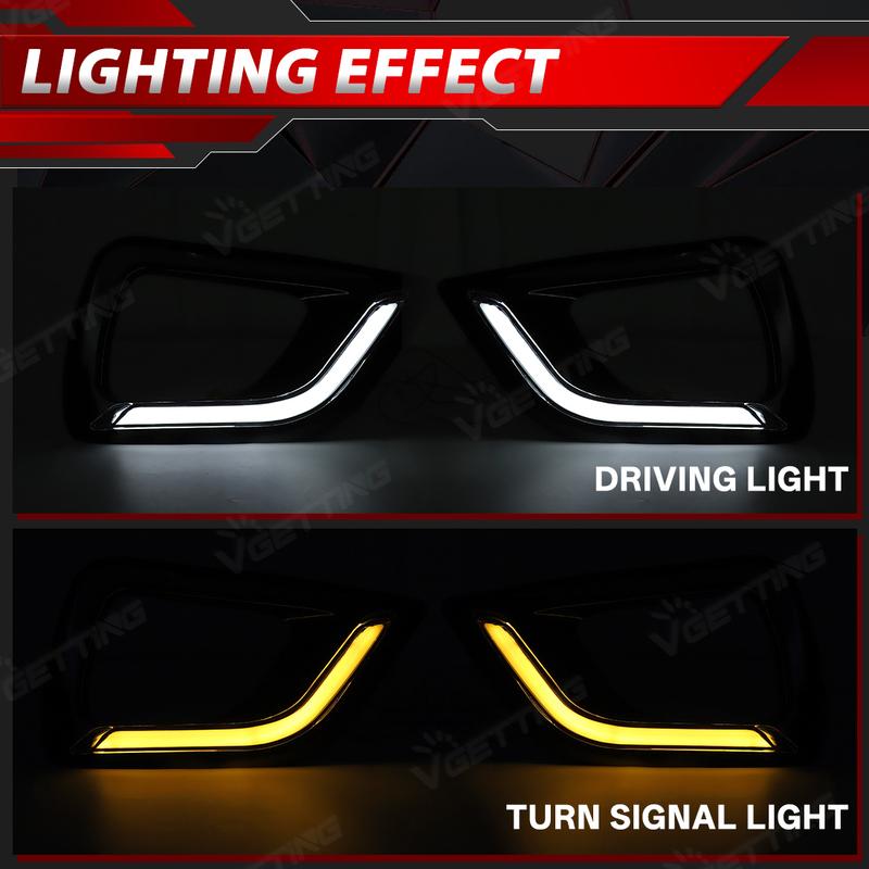 1 Pair For Nissan Navara NP300 2015 2016 2017 2018  Daytime Running Light Yellow Turn Signal Lamp Chrome/Black Cover LED DRL