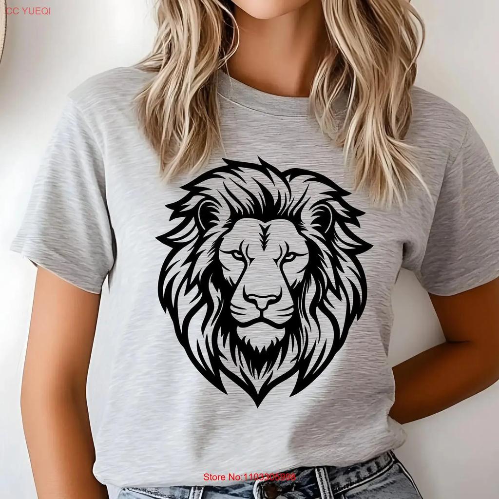 Lion Face T Shirt Majestic Wild Animal Lover African Tribal Zoo Vintage Versatile Fashion Graphic Stretched Stylish