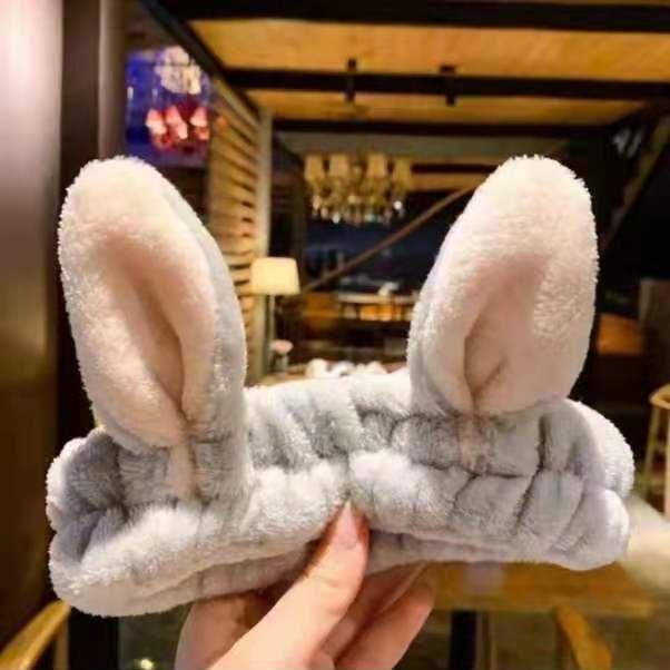 Women's Cute Rabbit Ears Bowknot Face Wash Headband Hair Tie Accessories