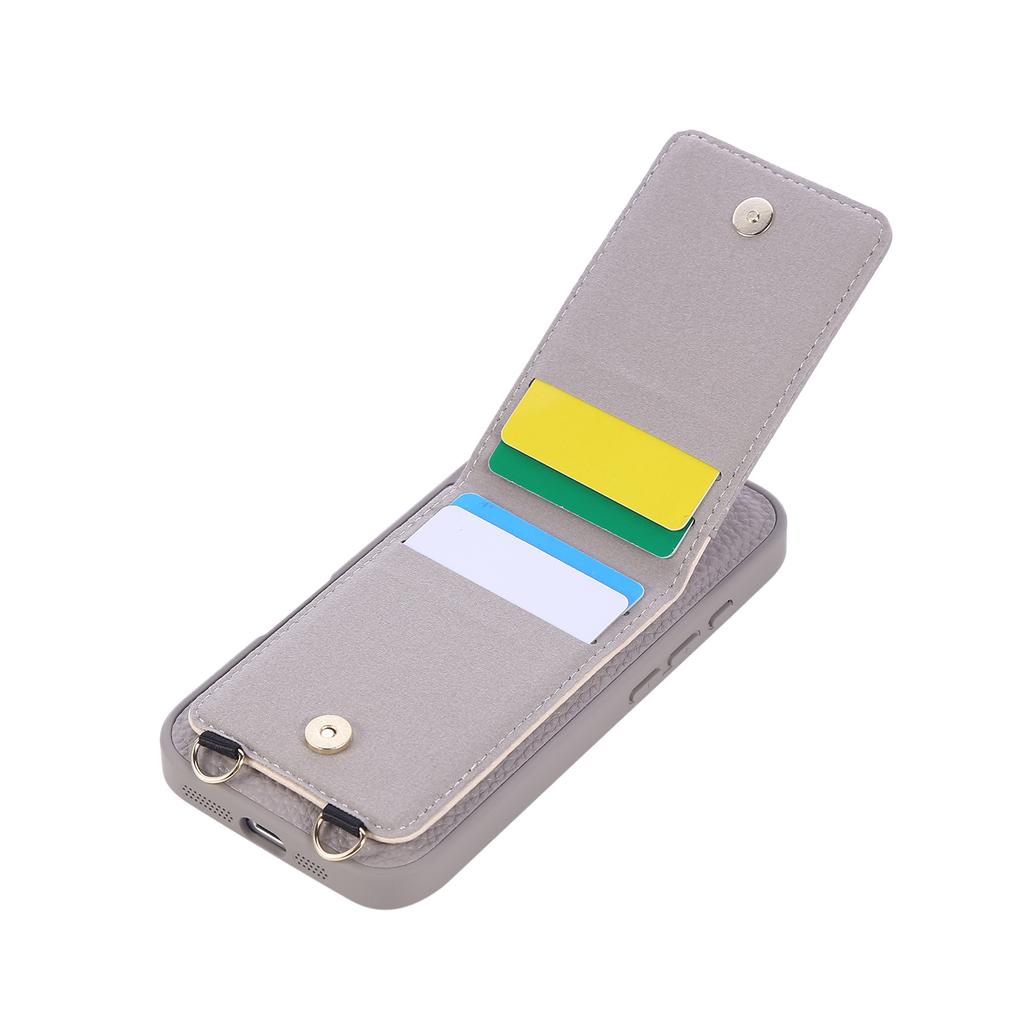 Crossbody Vertical Cards Solt Ring Holder Wallet Leather Case For iPhone 16 Pro Max 15 Plus 14 13 12 11 16e Lanyard Bag Cover