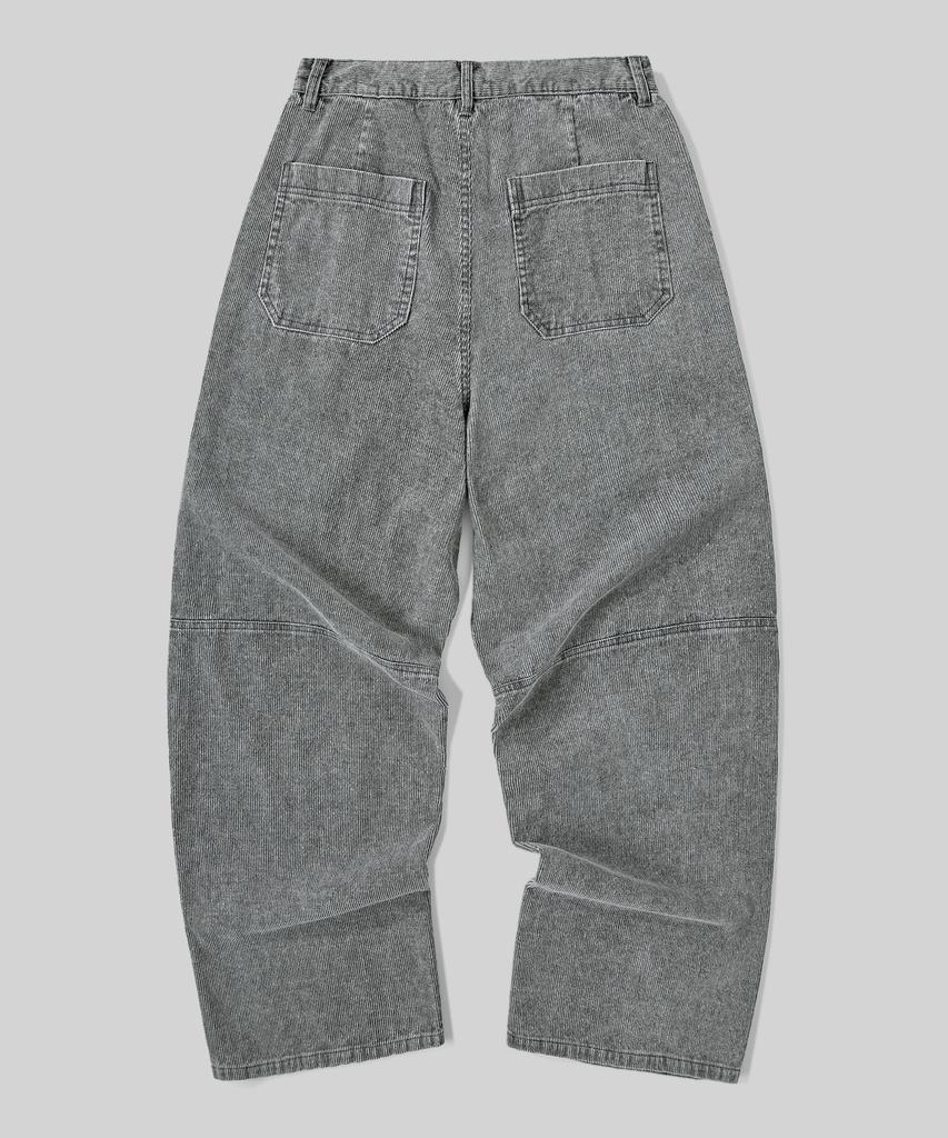Beodeonteu Corduroy Cut-Out Layered Pants [Gray]