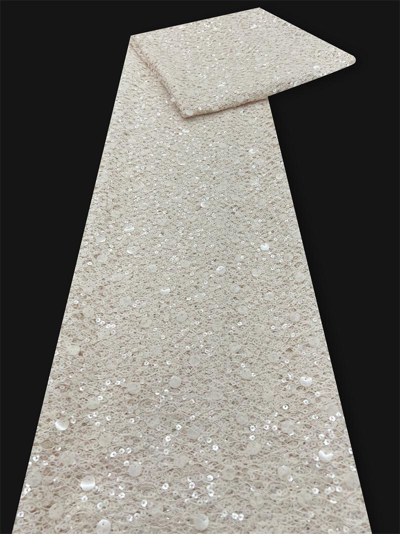 Весна Лето Полиэстер Кружево Рыболовная Сеть Детское Платье Ткань Свадебное Вечернее Платье Сценическое Платье Ткань с Вышивкой Пайетками 1Yard абрикосовый