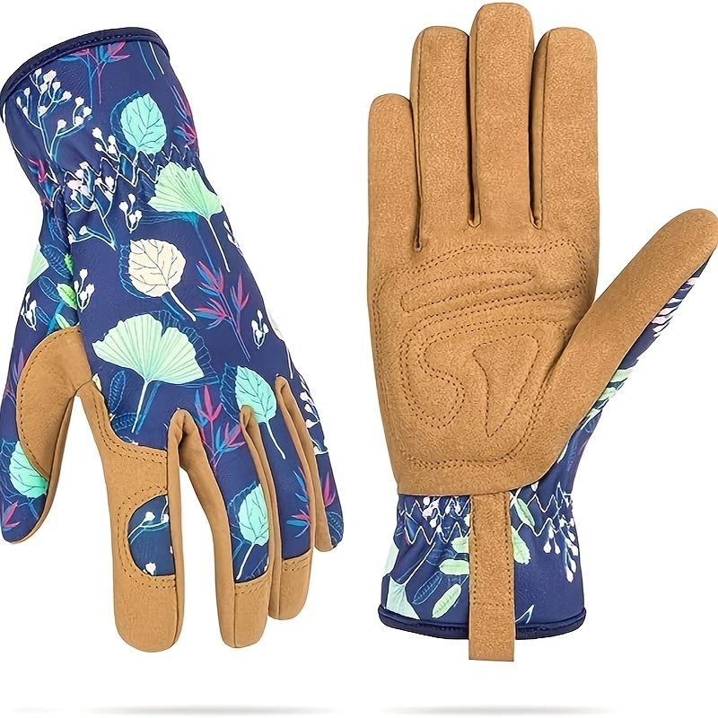 1Pair Of Women'S Gardening Gloves, Breathable Leather Gardening Gloves With Grip, Puncture-Resistant Work Gloves