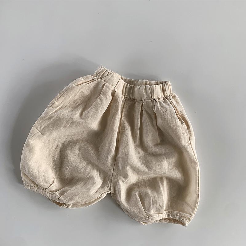 

Модные хлопково-льняные повседневные летние шорты в корейском стиле - Детские шорты-бриджи унисекс, детские брюки-шаровары 80 cm грязно-белый